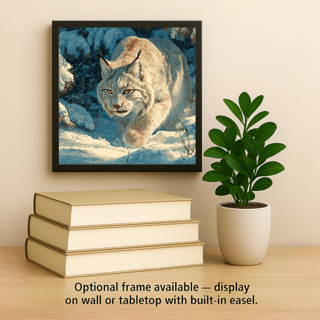 Lynx Wall Art Ceramic Tile Winter Wildlife Gift Snow Forest Decor Wild Cat Nature Art Woodland Cabin Nature Gift