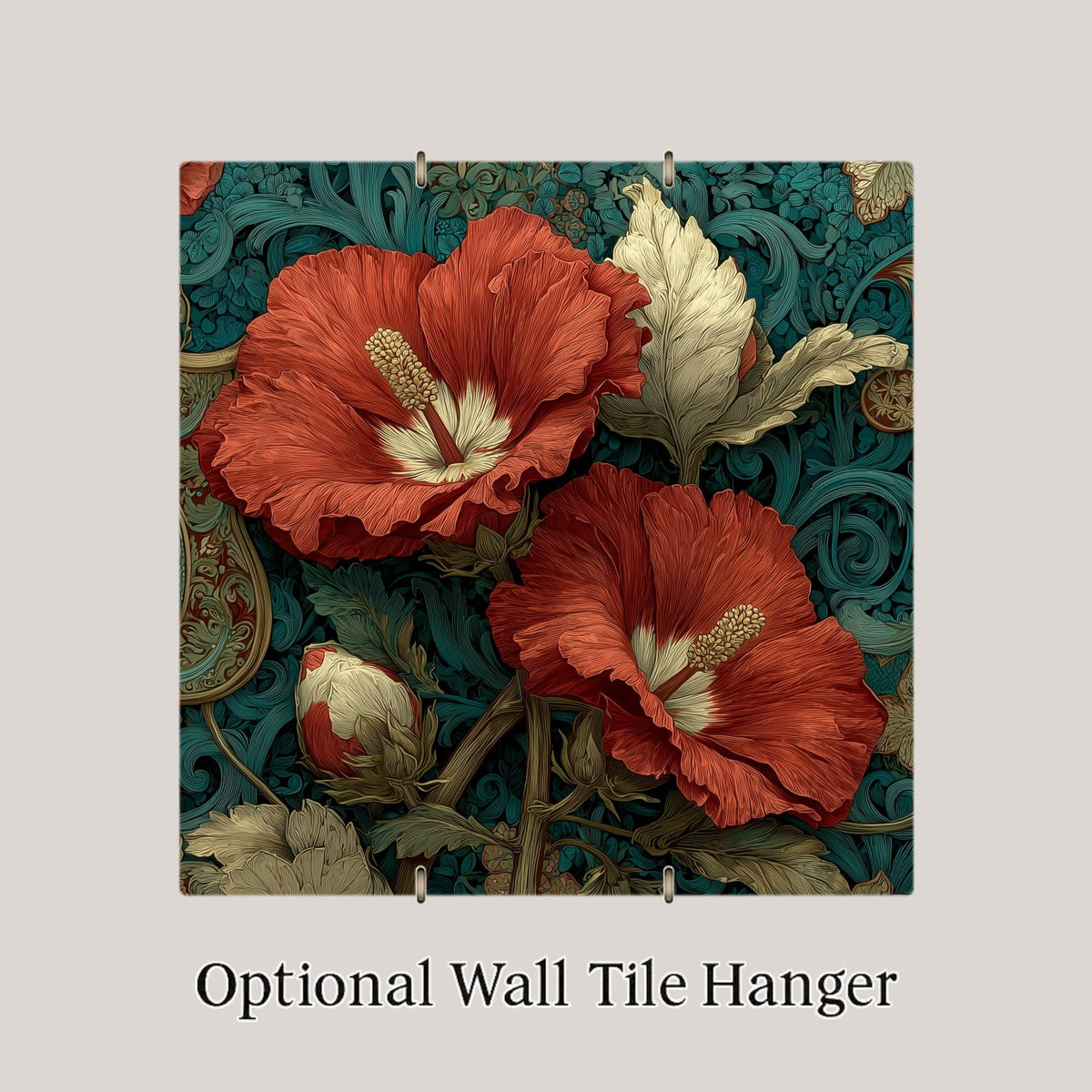 Hibiscus Wall Art Ceramic Tile Art Nouveau Gift Botanical Floral Decor Tropical Nature Art Hibiscus Lover Gift