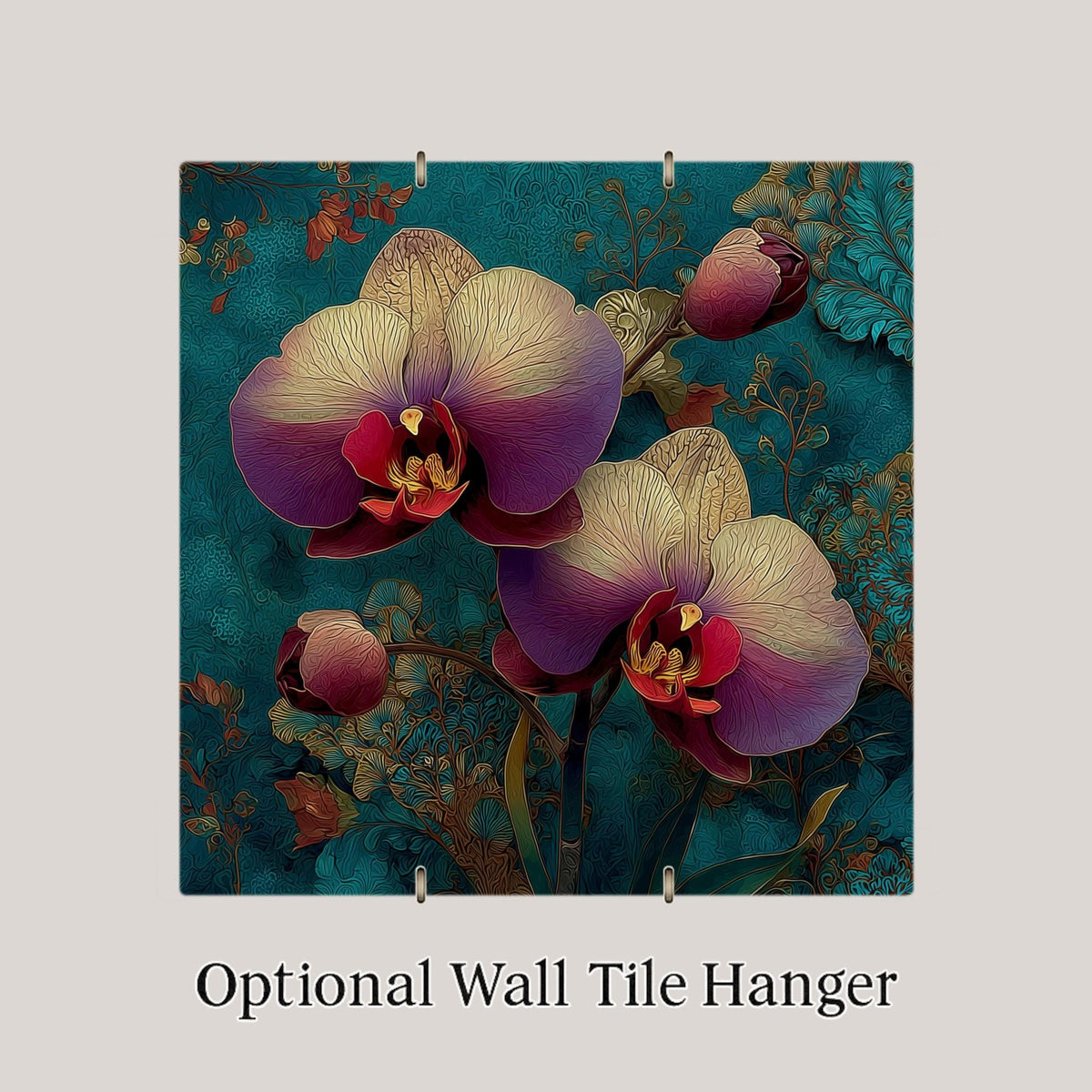 Orchid Wall Art Ceramic Tile Art Nouveau Gift Botanical Floral Decor Exotic Nature Art Orchid Lover Nature Gift