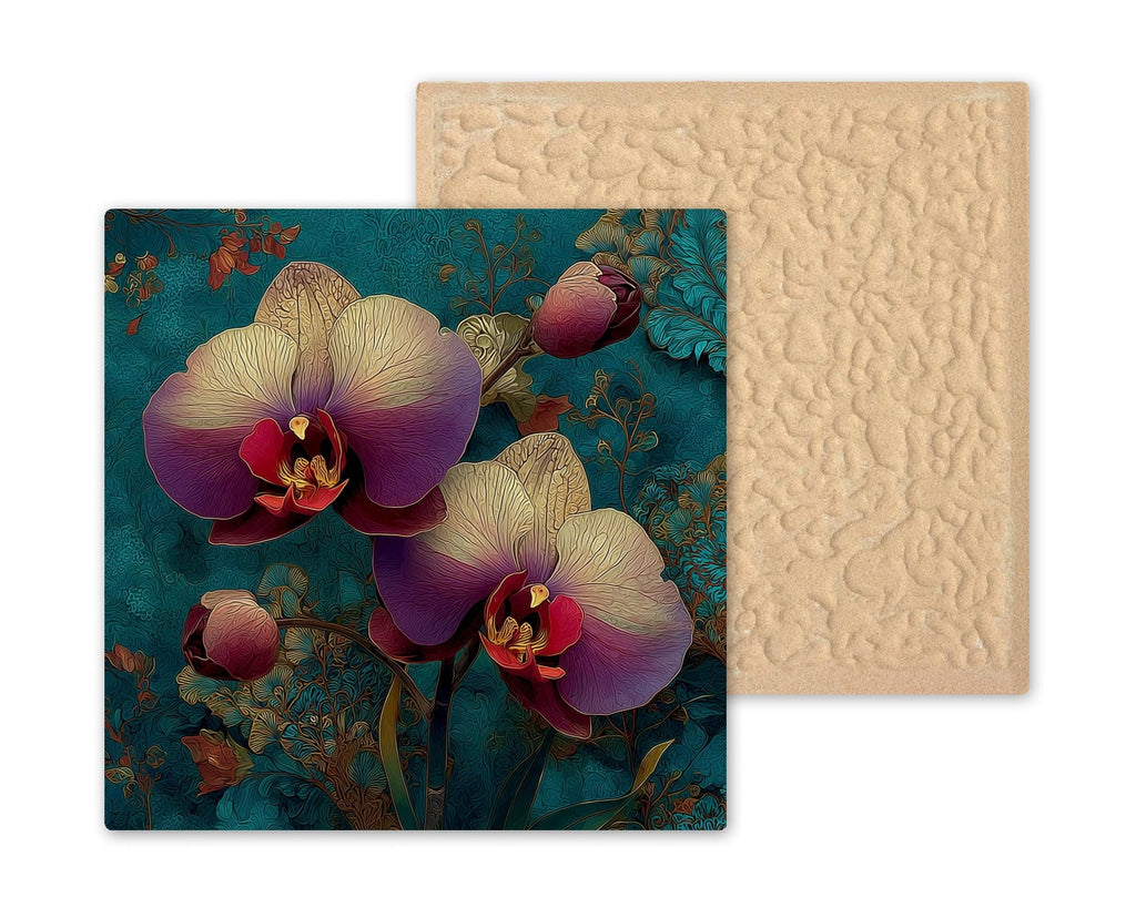 Orchid Wall Art Ceramic Tile Art Nouveau Gift Botanical Floral Decor Exotic Nature Art Orchid Lover Nature Gift