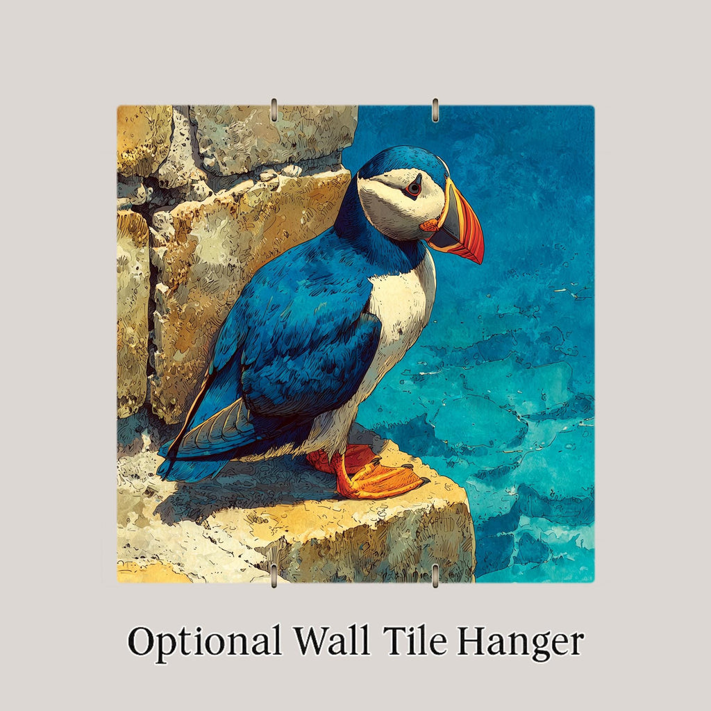 Puffin Wall Art Ceramic Tile Coastal Bird Gift Ocean Nature Art Birdwatcher Gift Maine Decor Place Identity