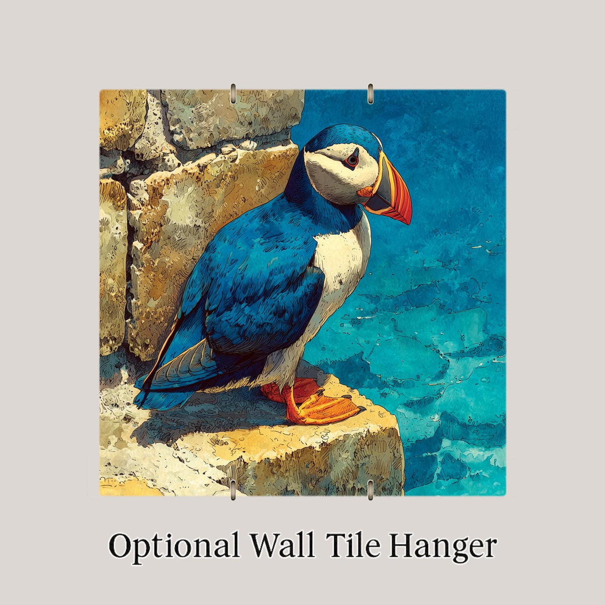 Puffin Wall Art Ceramic Tile Coastal Bird Gift Ocean Nature Art Birdwatcher Gift Maine Decor Place Identity