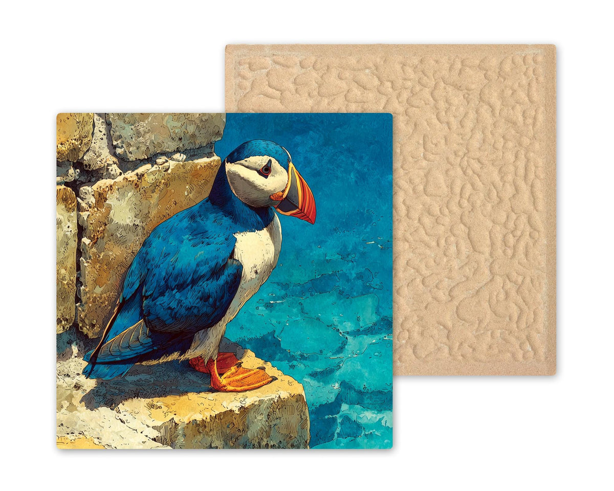 Puffin Wall Art Ceramic Tile Coastal Bird Gift Ocean Nature Art Birdwatcher Gift Maine Decor Place Identity