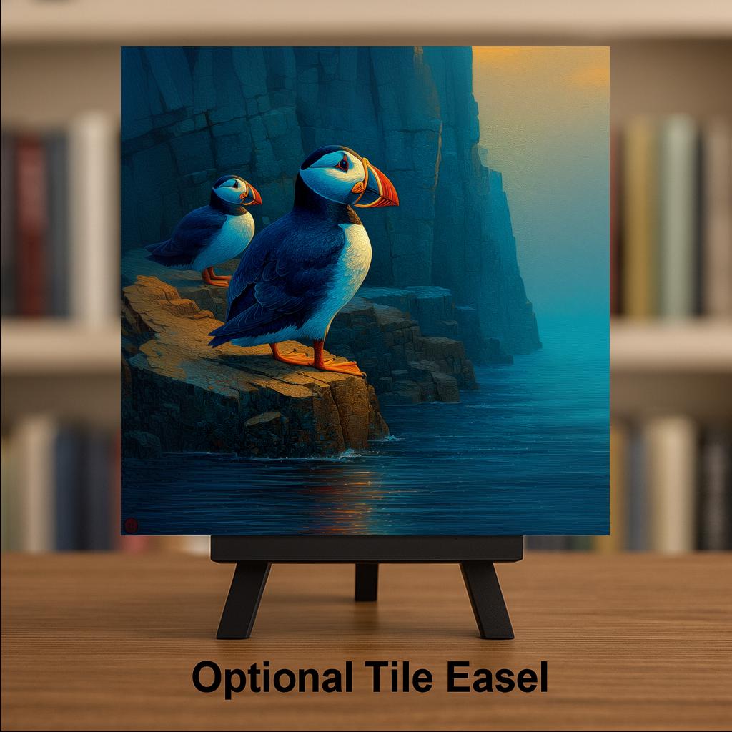 Puffin Wall Art Ceramic Tile Iceland Gift Travel Decor Coastal Bird Art Place Identity Nature Gift Birdwatcher Art