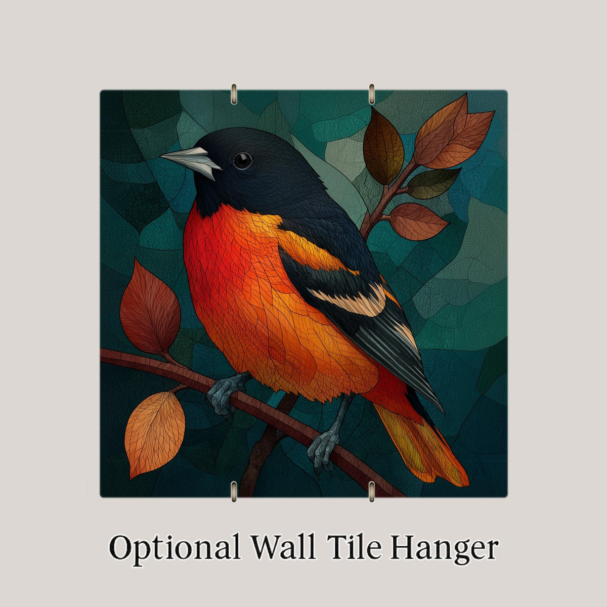 Baltimore Oriole Wall Art Ceramic Tile Stained Glass Style Maryland Gift State Bird Birdwatcher Place Identity