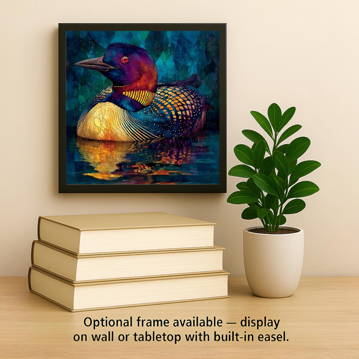 Loon Wall Art Ceramic Tile Stained Glass Style Minnesota Gift State Bird Lake Decor Birdwatcher Place Identity