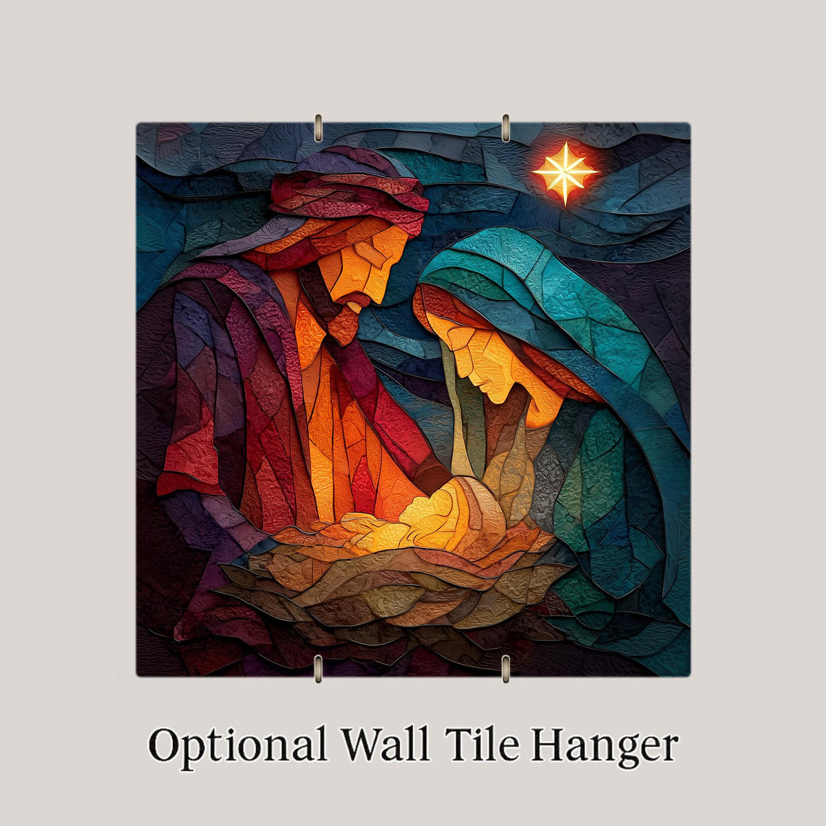 Holy Family Ceramic Art Tile – Nativity Manger Christmas Wall Art, Catholic Religious Gift