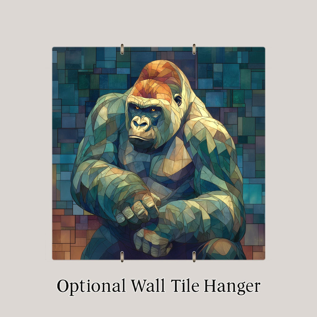 Gorilla Wall Art Ceramic Tile Stained Glass Style Wildlife Gift African Conservation Nature Decor Art
