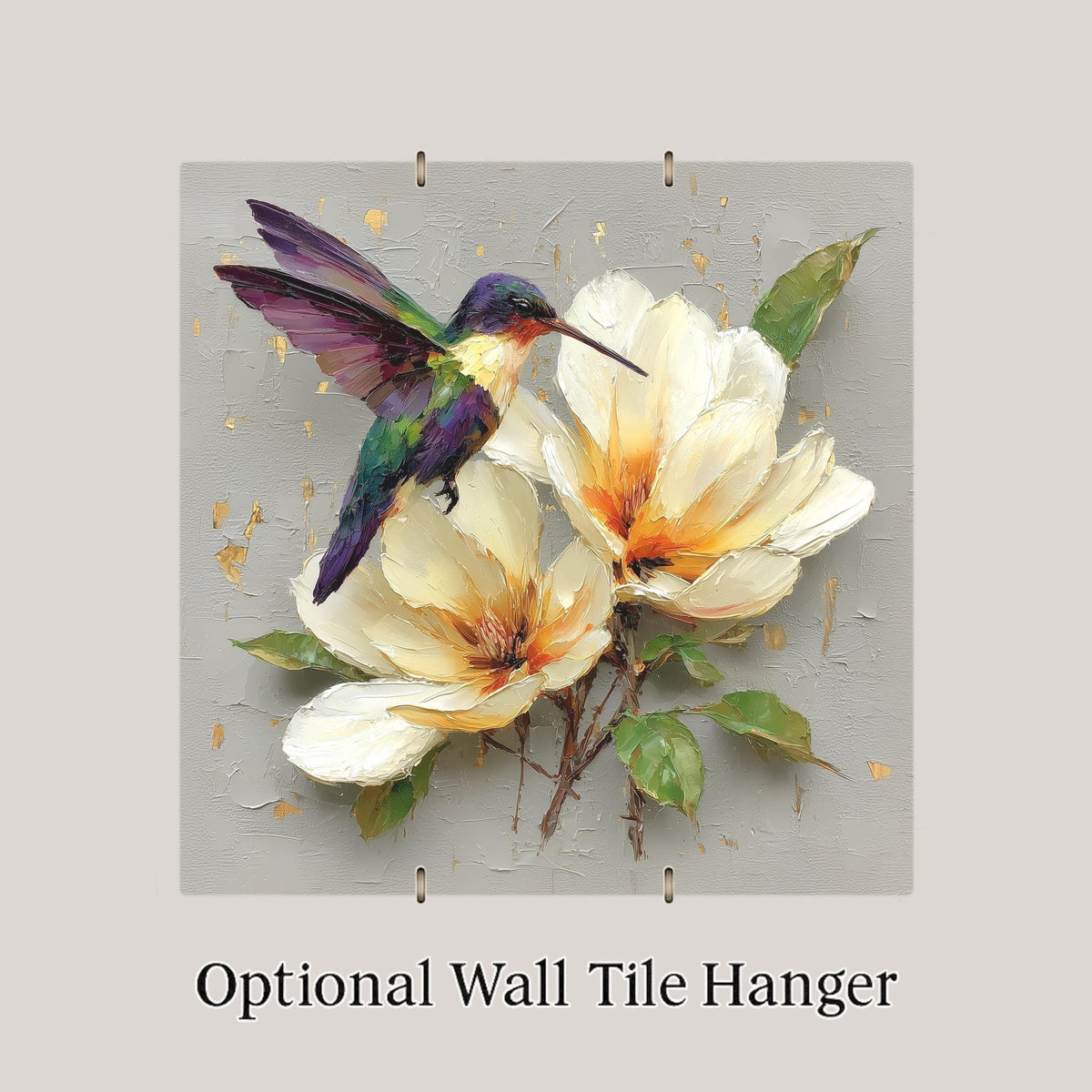 Hummingbird Magnolia Wall Art Ceramic Tile Fine Art Painting Style Bird Lover Gift Birdwatcher Botanical Nature Decor Art Gift for Her