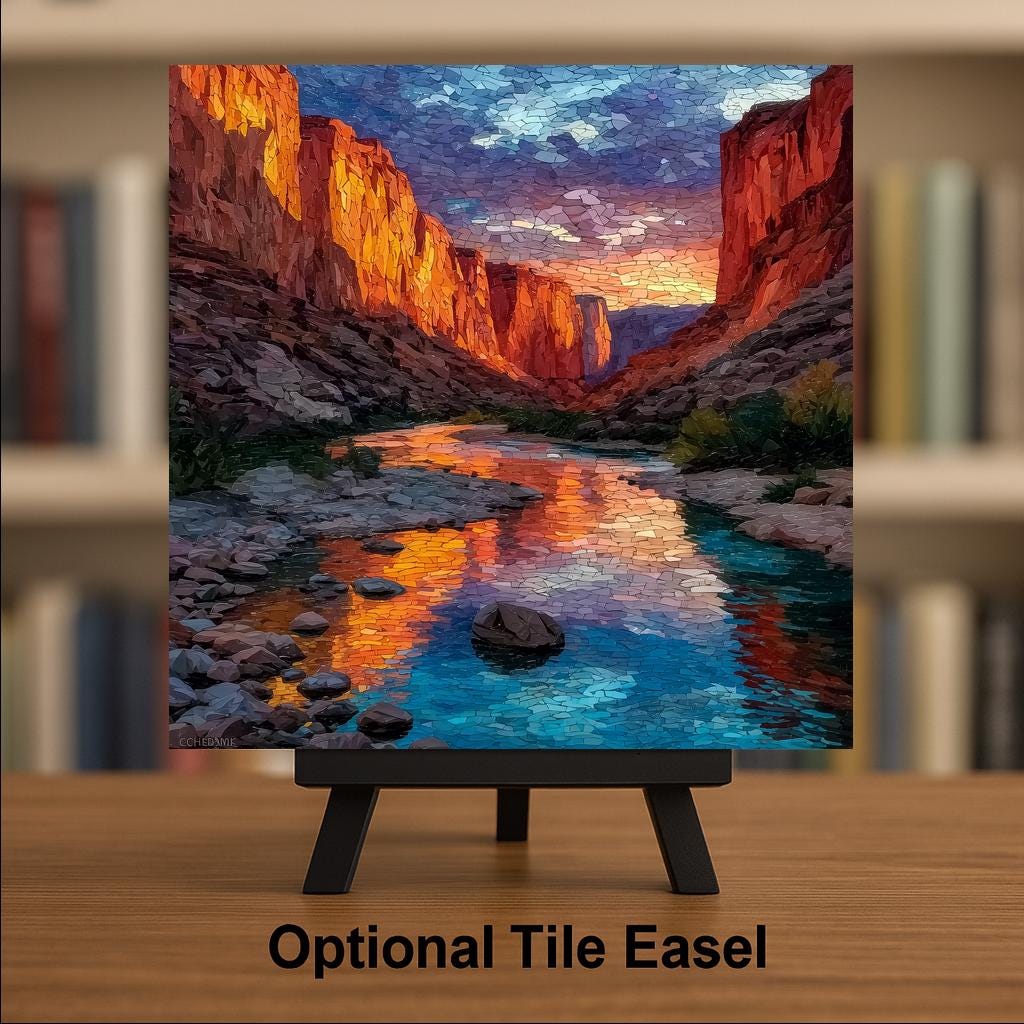 Moab Wall Art Ceramic Tile Stained Glass Style Utah Gift Red Rock Canyon Decor Southwest Place Identity