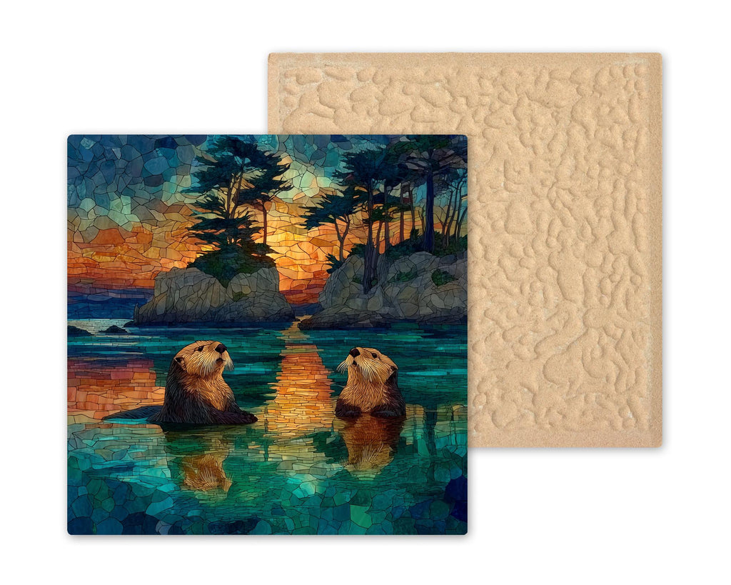 Monterey Bay Wall Art Ceramic Tile Stained Glass Style California Gift Coastal Wildlife Decor Place Identity