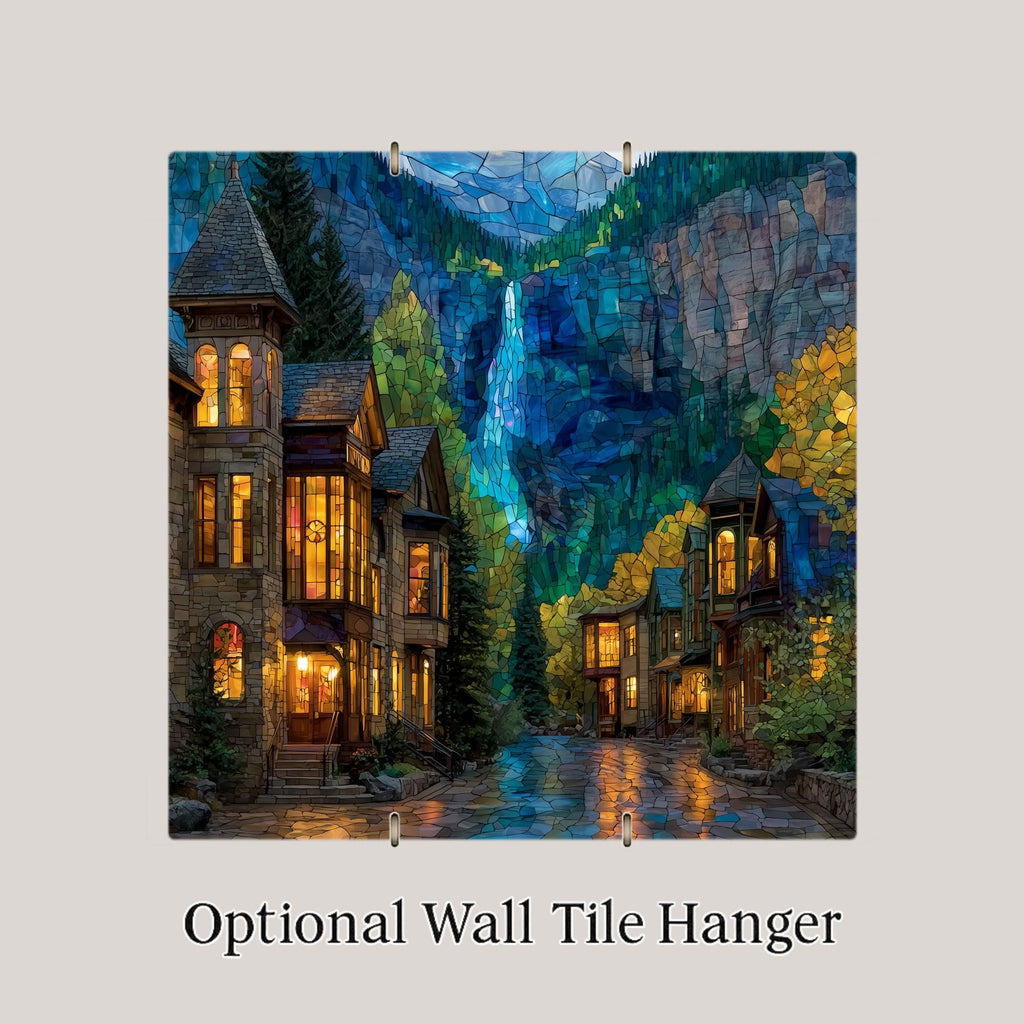 Telluride Wall Art Ceramic Tile Stained Glass Style Colorado Gift Mountain Town Decor Place Identity