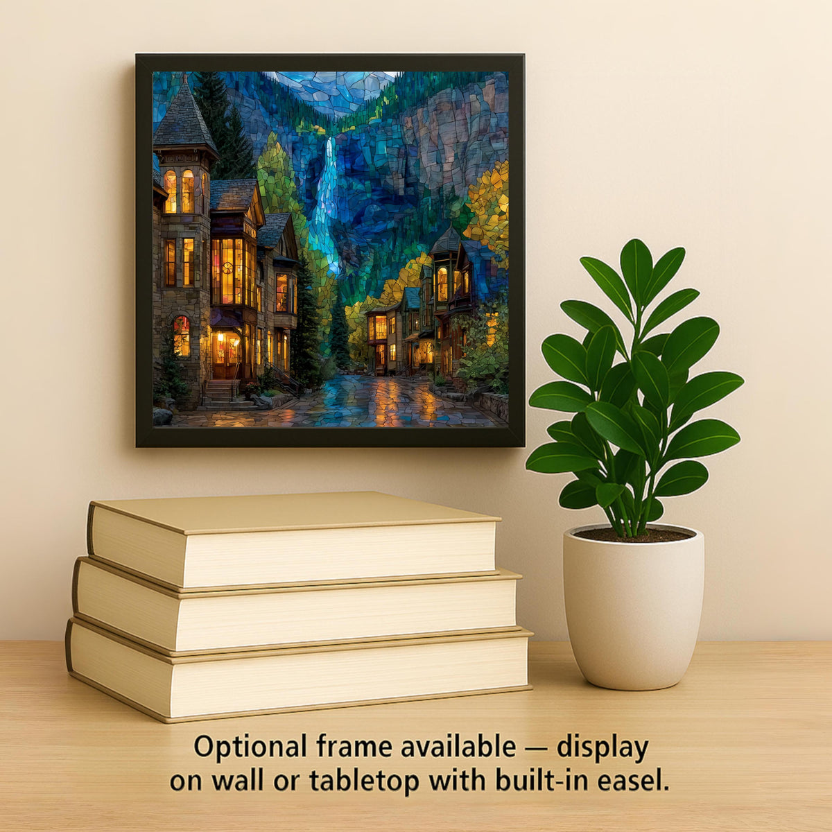 Telluride Wall Art Ceramic Tile Stained Glass Style Colorado Gift Mountain Town Decor Place Identity