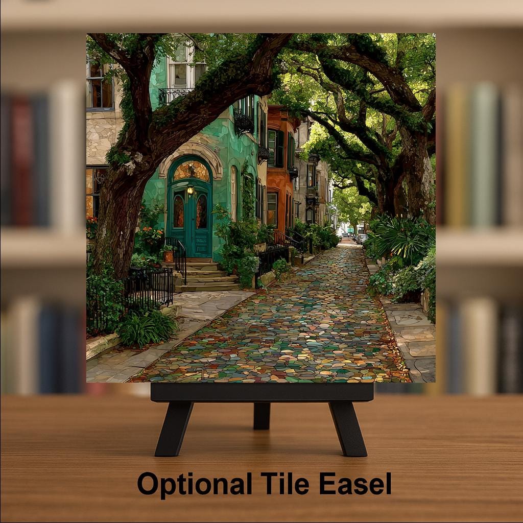 Savannah Georgia Wall Art Ceramic Tile Stained Glass Style Gift Historic Square Decor Place Identity