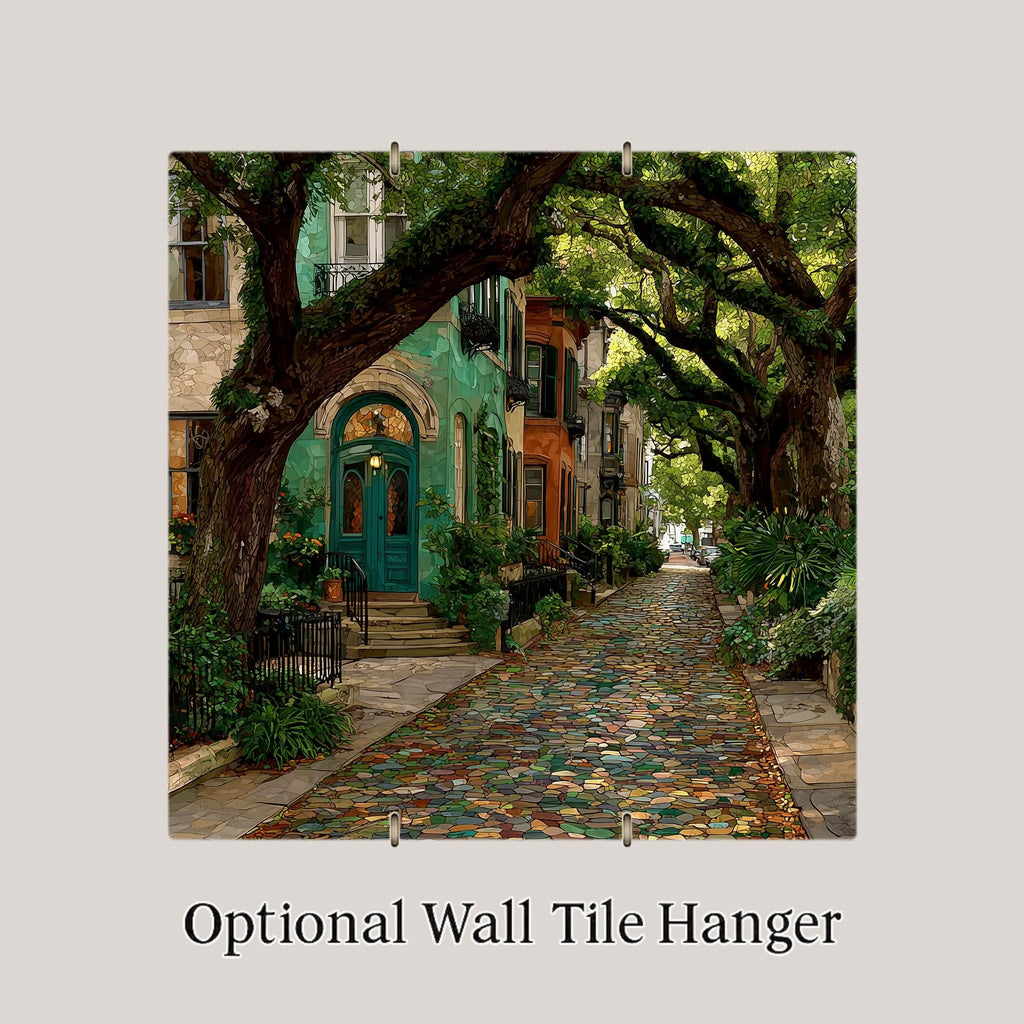Savannah Georgia Wall Art Ceramic Tile Stained Glass Style Gift Historic Square Decor Place Identity