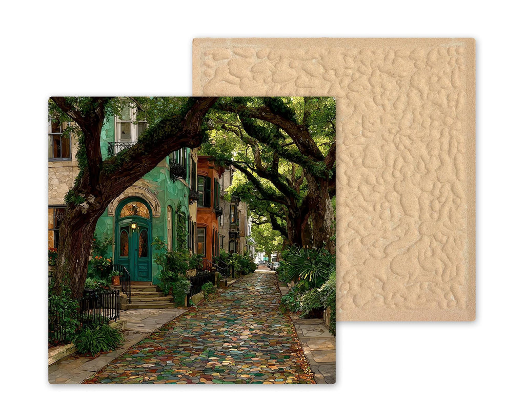 Savannah Georgia Wall Art Ceramic Tile Stained Glass Style Gift Historic Square Decor Place Identity