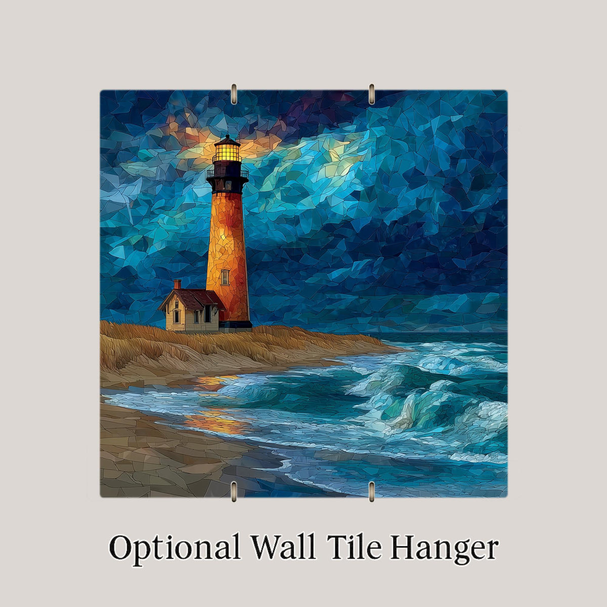Outer Banks Wall Art Ceramic Tile Stained Glass Style North Carolina Gift Lighthouse Decor Place Identity