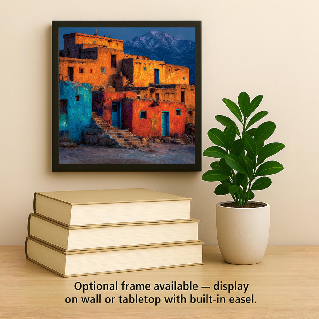 Taos New Mexico Wall Art Ceramic Tile Stained Glass Style Southwest Gift Adobe Pueblo Decor Place Identity