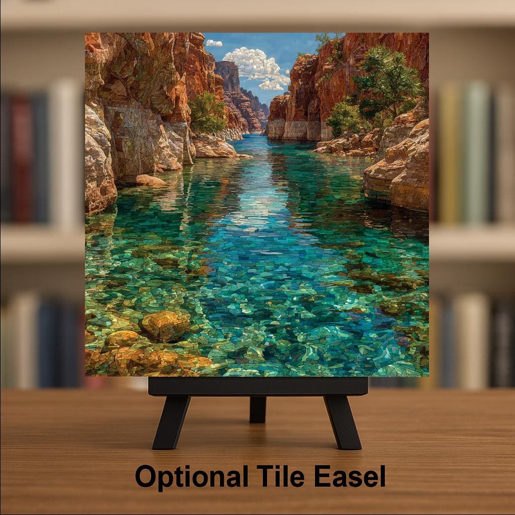 Lake Powell Wall Art Ceramic Tile Stained Glass Style Utah Arizona Gift Canyon Lake Decor Place Identity