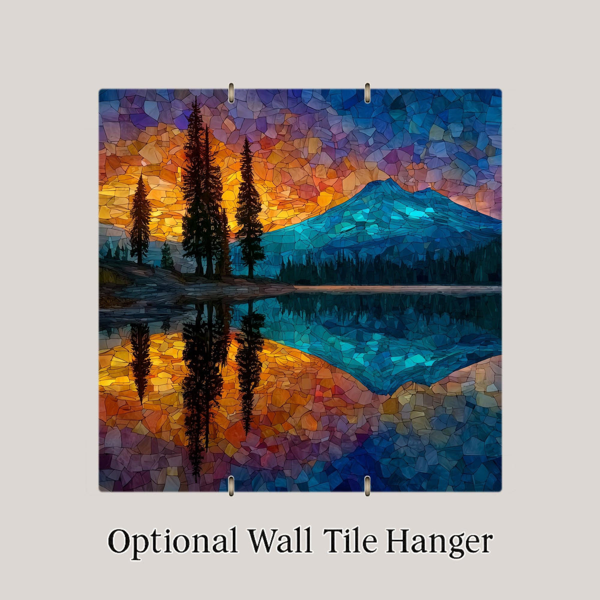 Bend Oregon Wall Art Ceramic Tile Stained Glass Style Oregon Gift High Desert Mountain Decor Place Identity