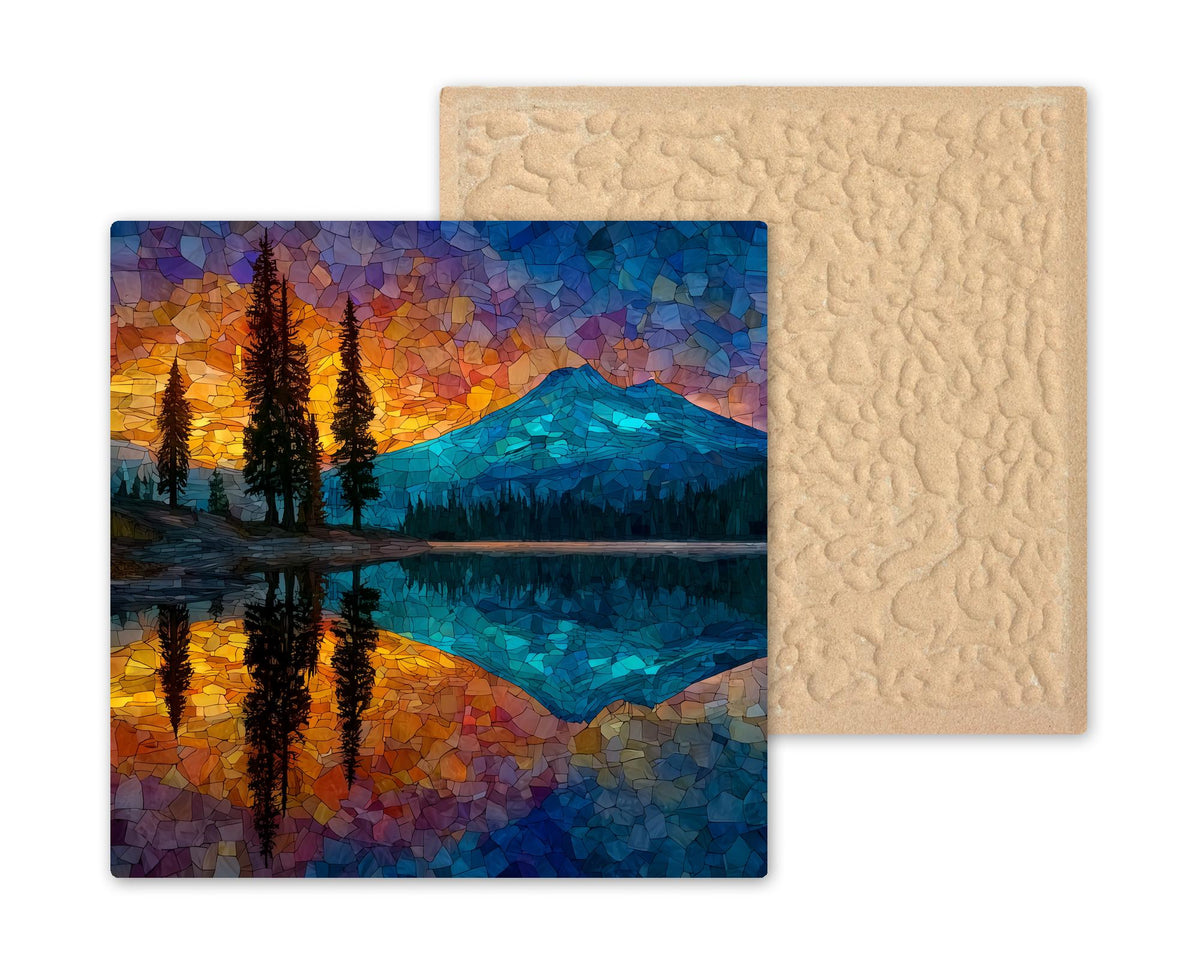 Bend Oregon Wall Art Ceramic Tile Stained Glass Style Oregon Gift High Desert Mountain Decor Place Identity