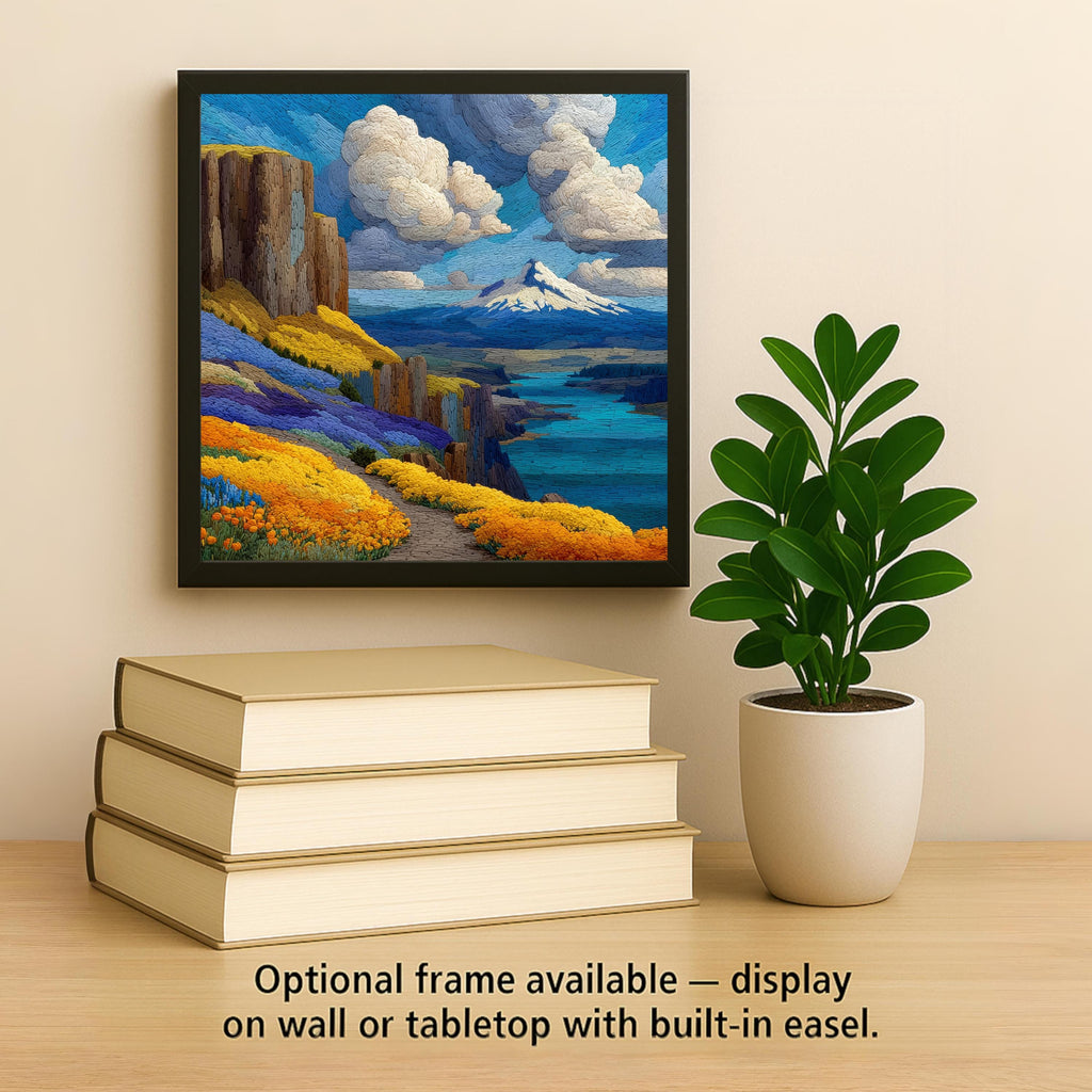 Columbia River Gorge Wall Art Ceramic Tile Stained Glass Style Oregon Gift Scenic Waterway Decor Place Identity