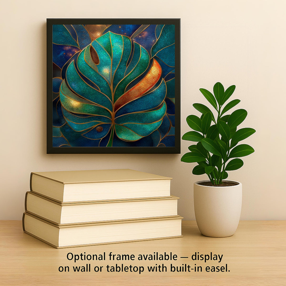 Monstera Leaf Wall Art Ceramic Tile Stained Glass Style Tropical Plant Decor Botanical Gift Nature Art
