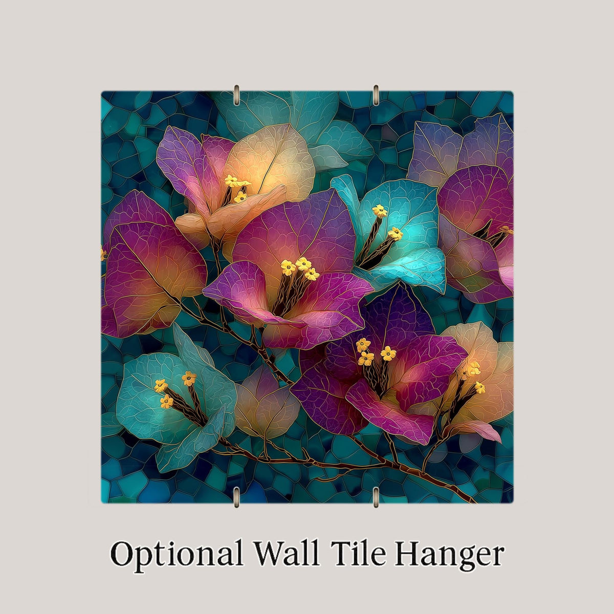 Bougainvillea Wall Art Ceramic Tile Stained Glass Style Tropical Floral Garden Botanical Nature Gift DecorDecor