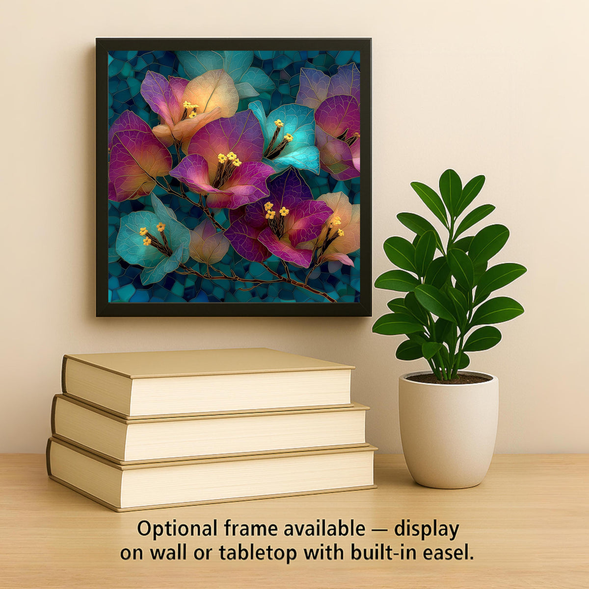 Bougainvillea Wall Art Ceramic Tile Stained Glass Style Tropical Floral Garden Botanical Nature Gift DecorDecor
