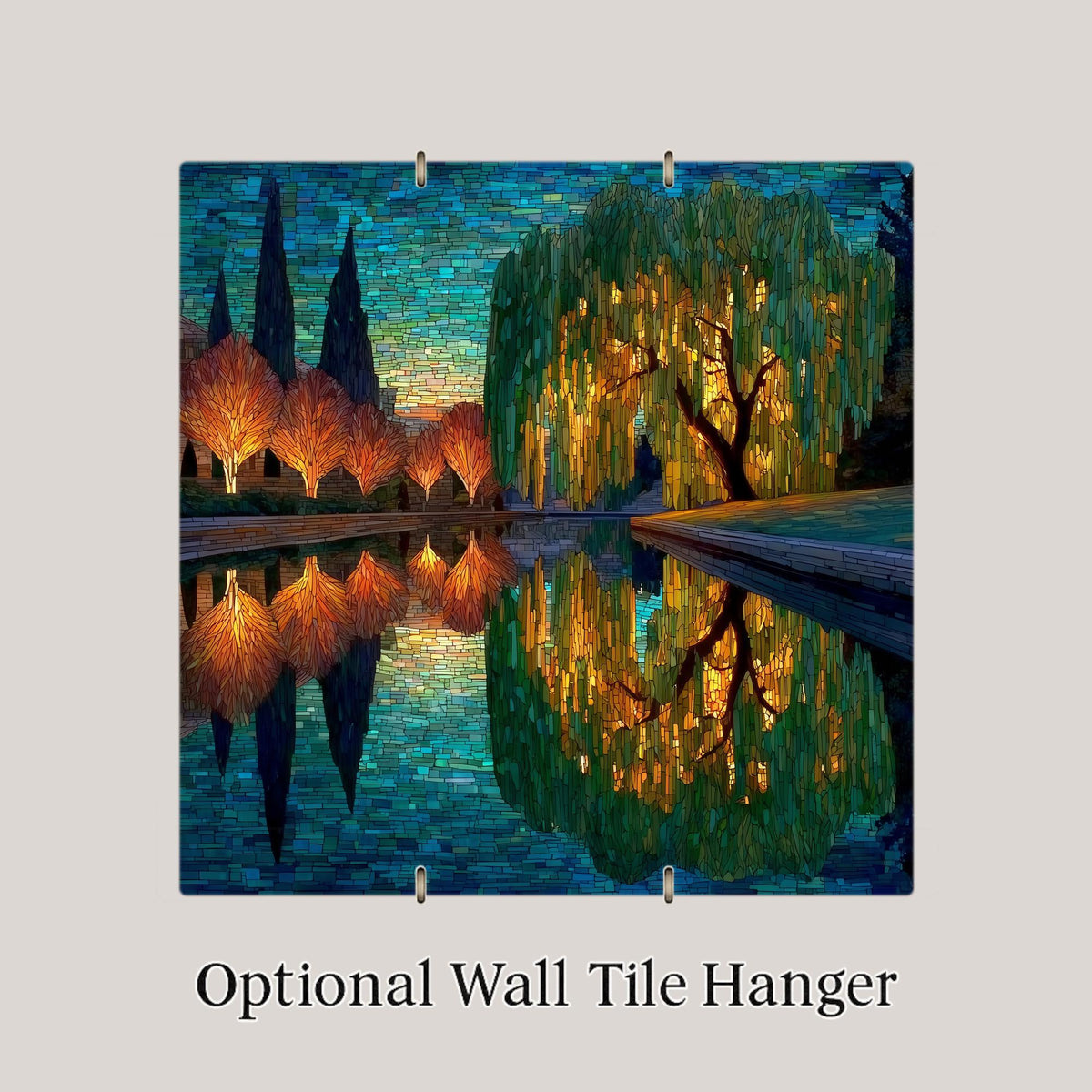Weeping Willow Wall Art Ceramic Tile Stained Glass Style Memorial Sympathy Gift Nature Tree Decor Art