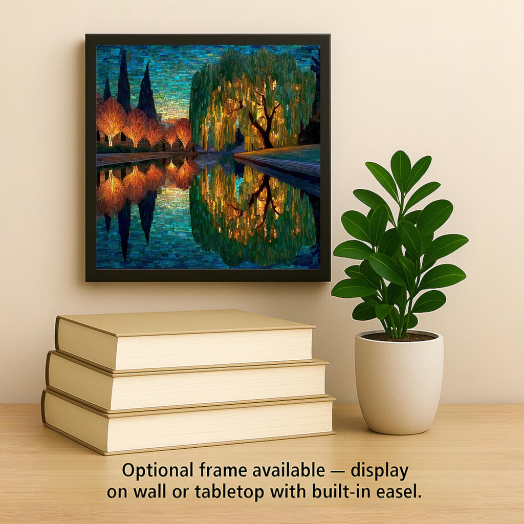 Weeping Willow Wall Art Ceramic Tile Stained Glass Style Memorial Sympathy Gift Nature Tree Decor Art