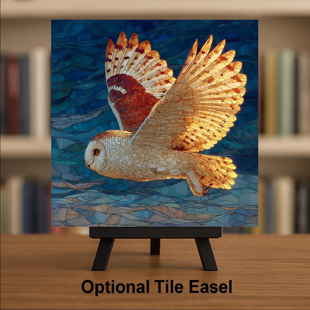 Snowy Owl Wall Art Ceramic Tile Stained Glass Style Winter Wildlife Gift Birdwatcher Nature Decor ArcticDecor
