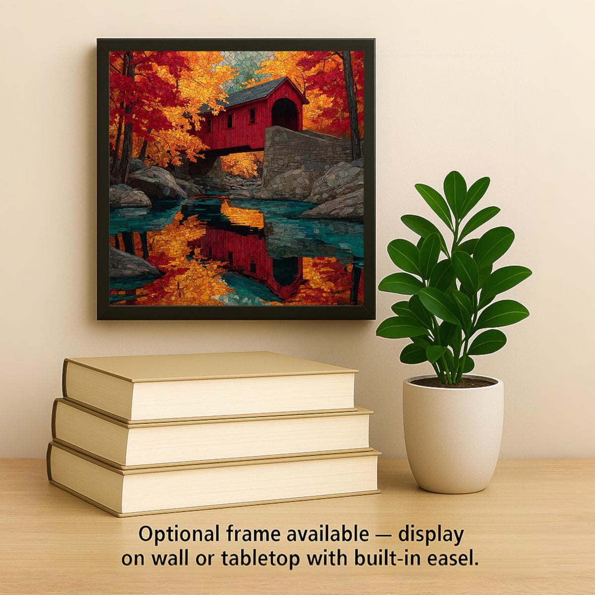 Covered Bridge Wall Art Ceramic Tile Stained Glass Style New England Americana Gift Vermont Decor Nature