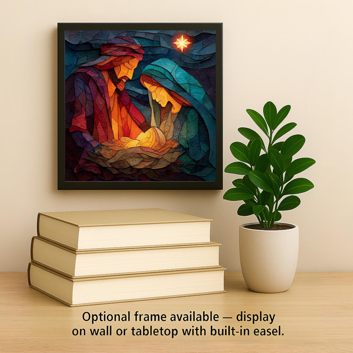 Holy Family Ceramic Art Tile – Nativity Manger Christmas Wall Art, Catholic Religious Gift