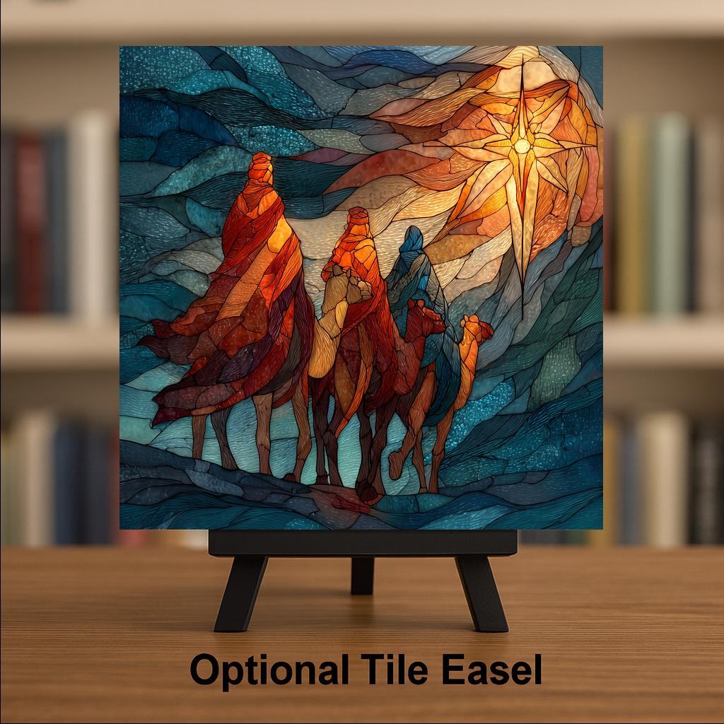 Star of Bethlehem Ceramic Art Tile – Three Wise Men Christmas Wall Art, Religious Nativity Gift