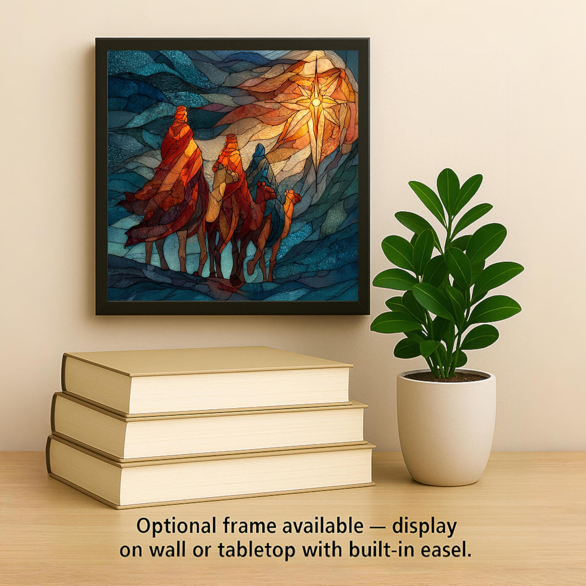 Star of Bethlehem Ceramic Art Tile – Three Wise Men Christmas Wall Art, Religious Nativity Gift