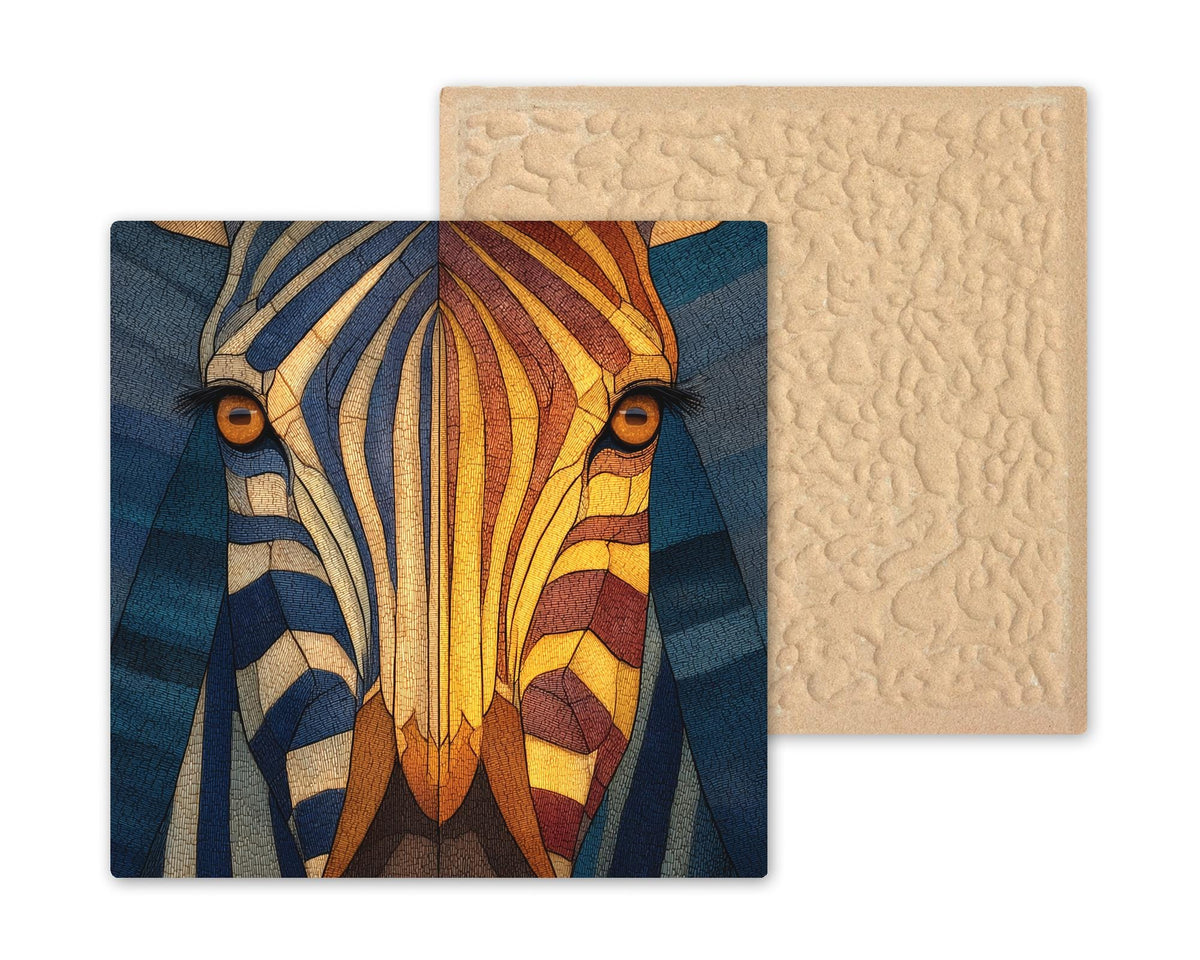Zebra Portrait Wall Art Ceramic Tile Stained Glass Style Safari Wildlife Gift African Nature Decor Art