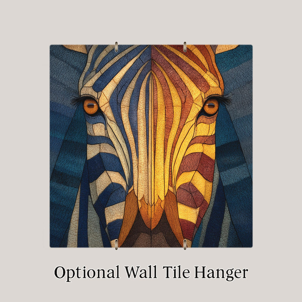 Zebra Portrait Wall Art Ceramic Tile Stained Glass Style Safari Wildlife Gift African Nature Decor Art