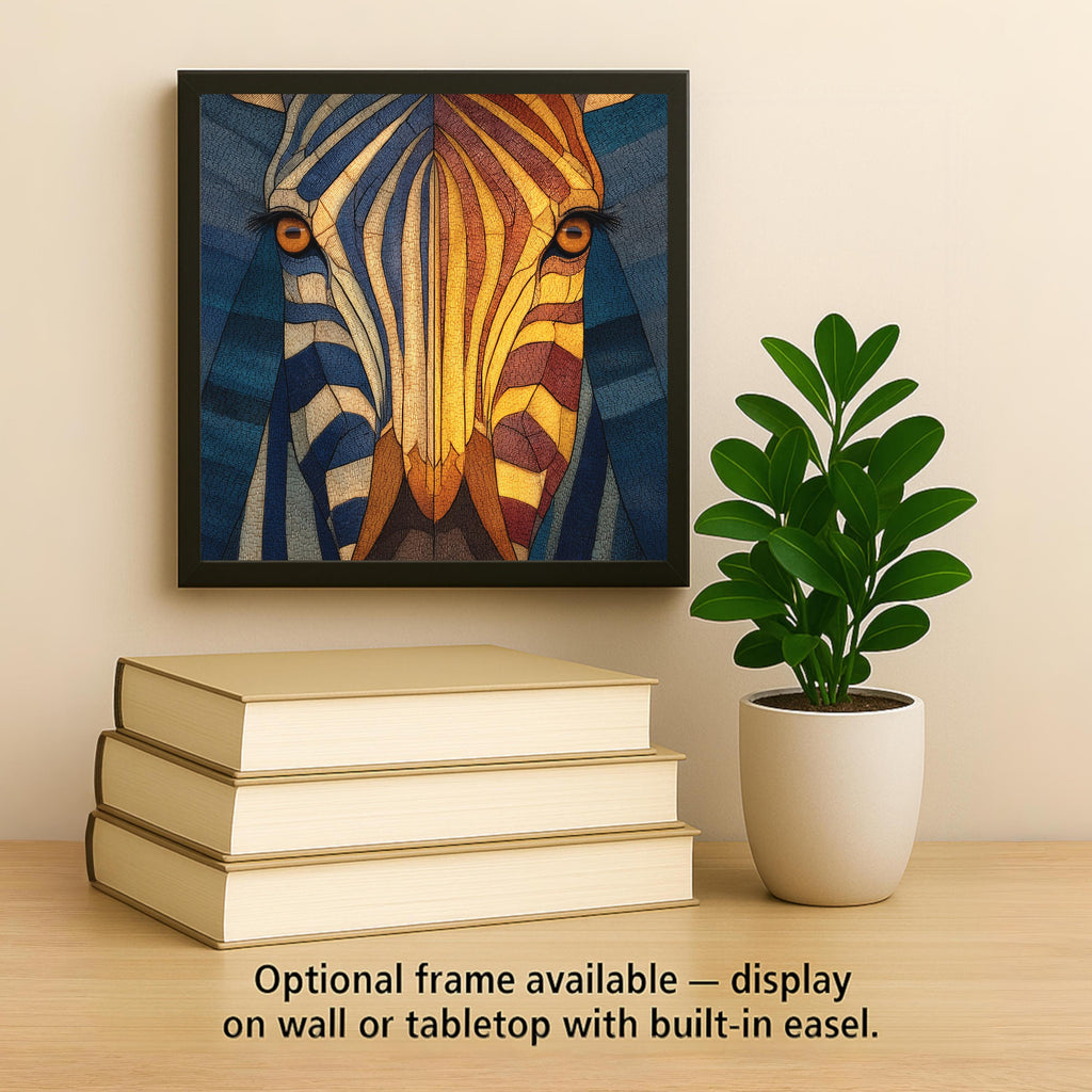 Zebra Portrait Wall Art Ceramic Tile Stained Glass Style Safari Wildlife Gift African Nature Decor Art