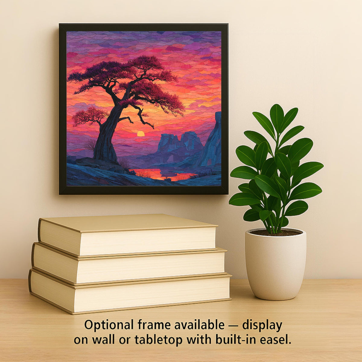 Baobab Tree African Sunset Wall Art Ceramic Tile Stained Glass Style Safari Gift Nature Landscape Decor