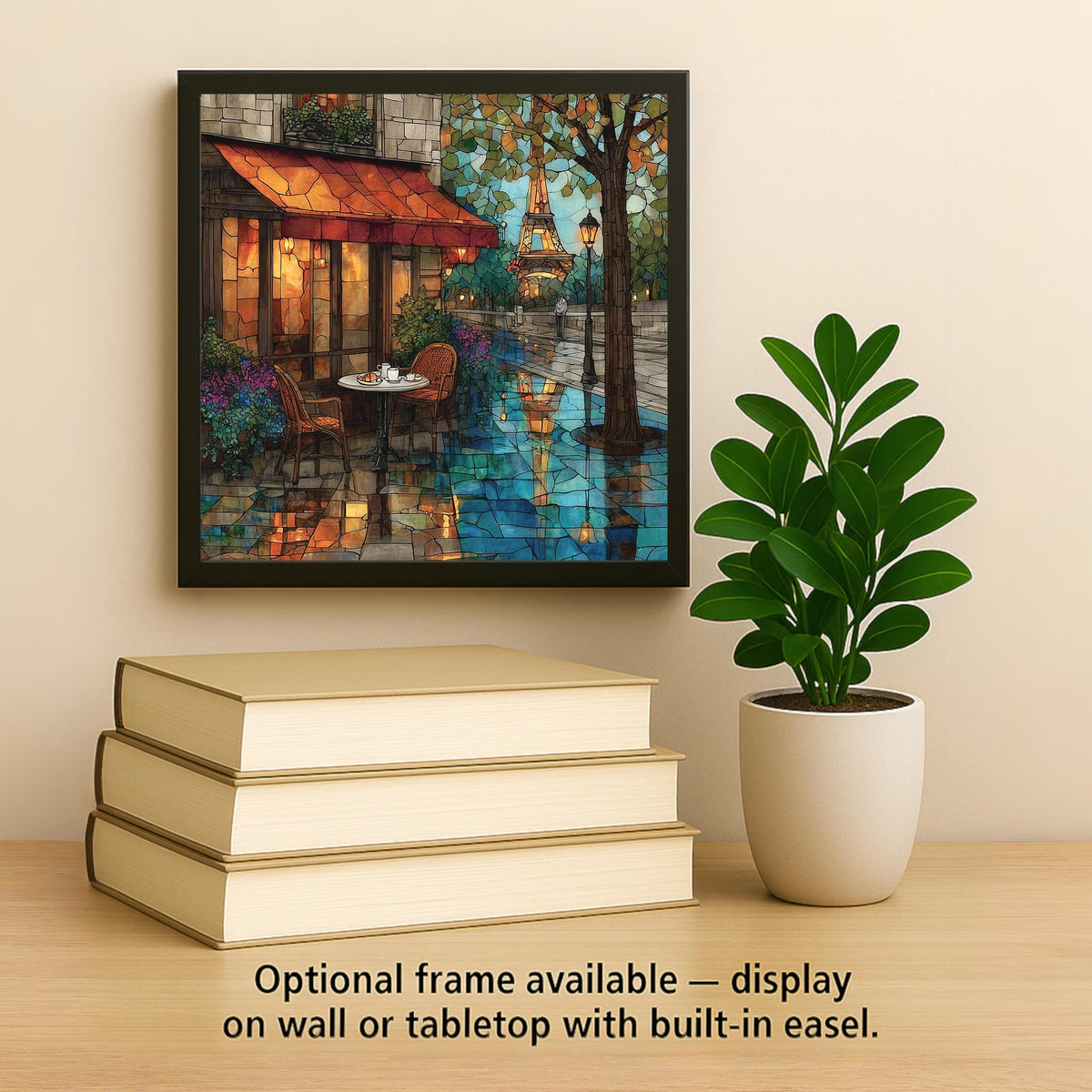 French Cafe Wall Art Ceramic Tile Stained Glass Style Coffee Lover Gift Paris Decor Travel Art Gift for Her