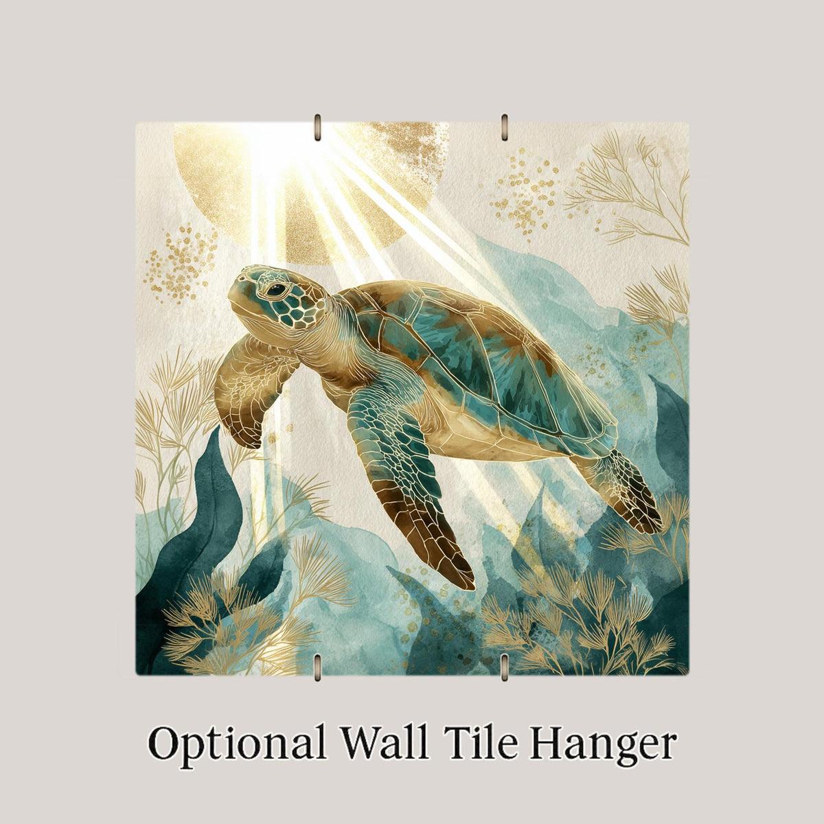 Sea Turtle Watercolor Ceramic Art Tile: Coastal Wall Decor Beach House Accent Ocean Home Decor Wall Art