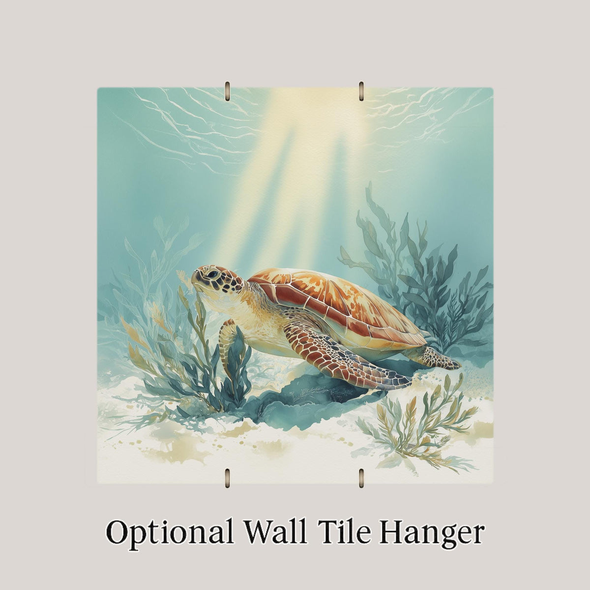Coastal Watercolor Ceramic Art Tile: Beach House Wall Decor Ocean Sea Turtle Bathroom Home Decor Wall Art