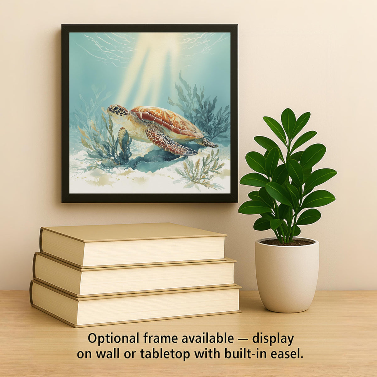 Coastal Watercolor Ceramic Art Tile: Beach House Wall Decor Ocean Sea Turtle Bathroom Home Decor Wall Art