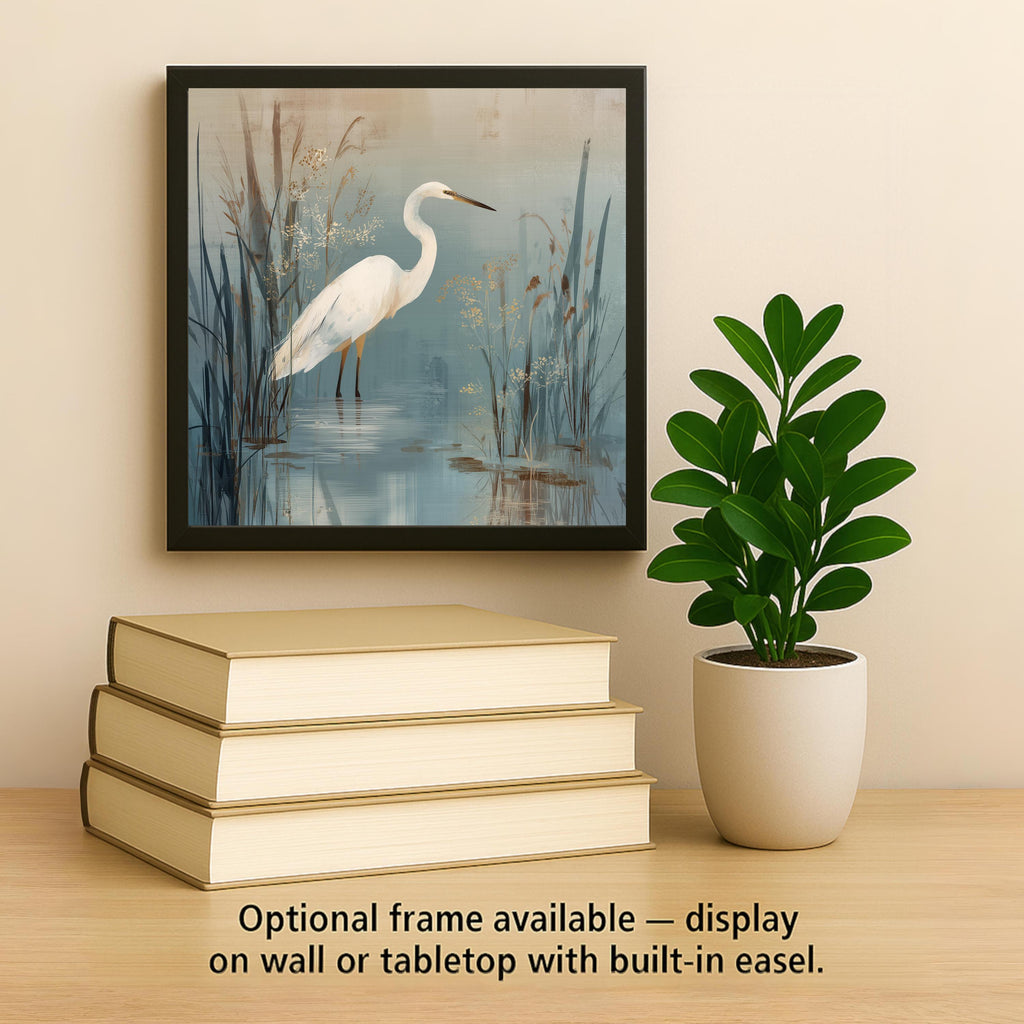 Coastal Marsh Bird Ceramic Art Tile: Beach House Wall Decor Egret Lake House Home Decor Wall Art