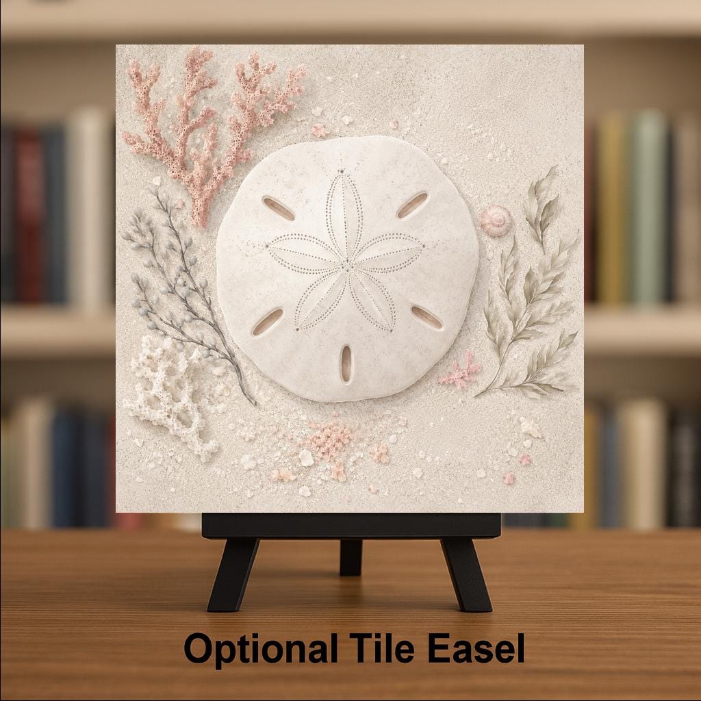 Sand Dollar Ceramic Art Tile: Coastal Wall Decor Beach House Accent Seaside Home Decor Wall Art