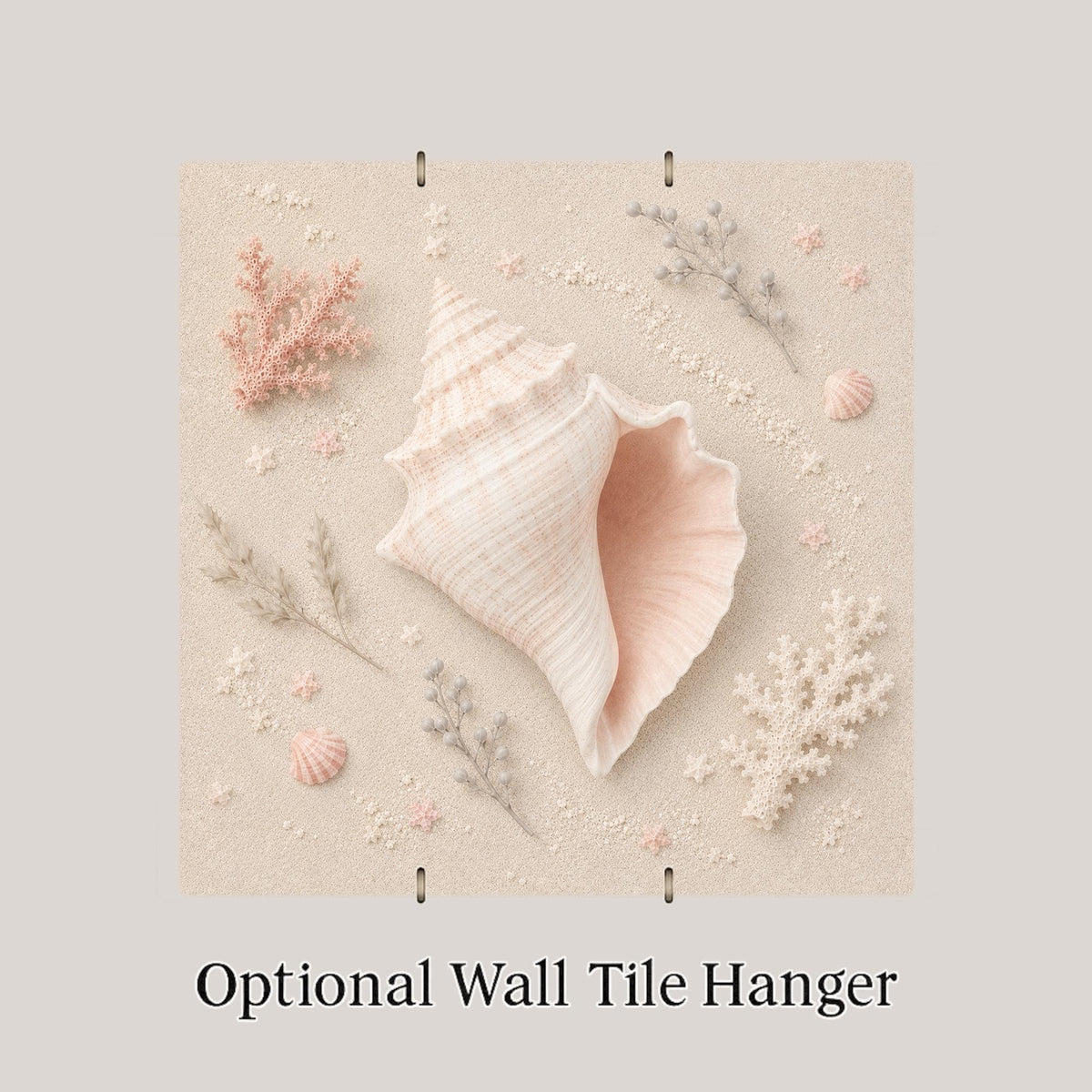 Coastal Shell Ceramic Art Tile: Beach House Wall Decor Bathroom Conch Ocean Home Decor Wall Art