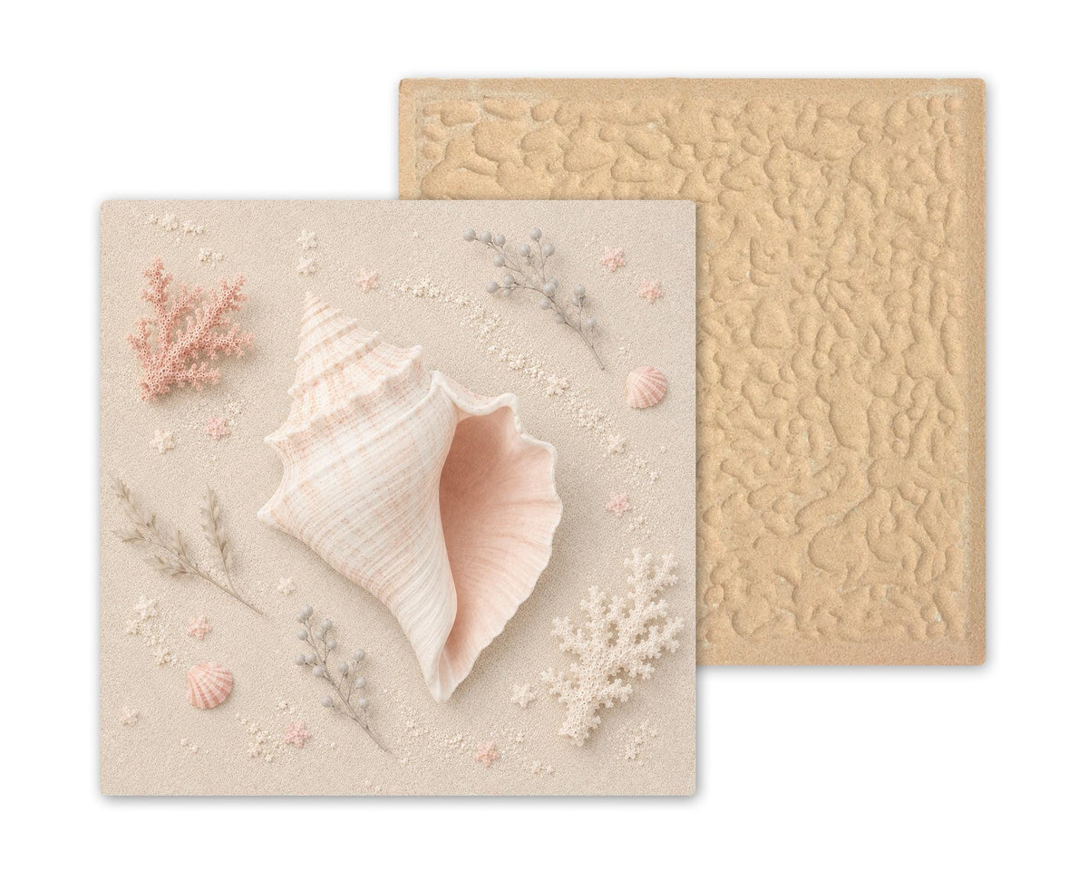 Coastal Shell Ceramic Art Tile: Beach House Wall Decor Bathroom Conch Ocean Home Decor Wall Art
