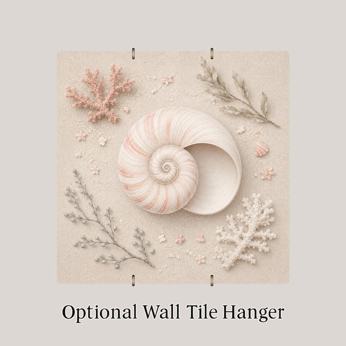 Seashell Nautilus Ceramic Art Tile: Coastal Wall Decor Beach House Accent Ocean Home Decor Wall Art