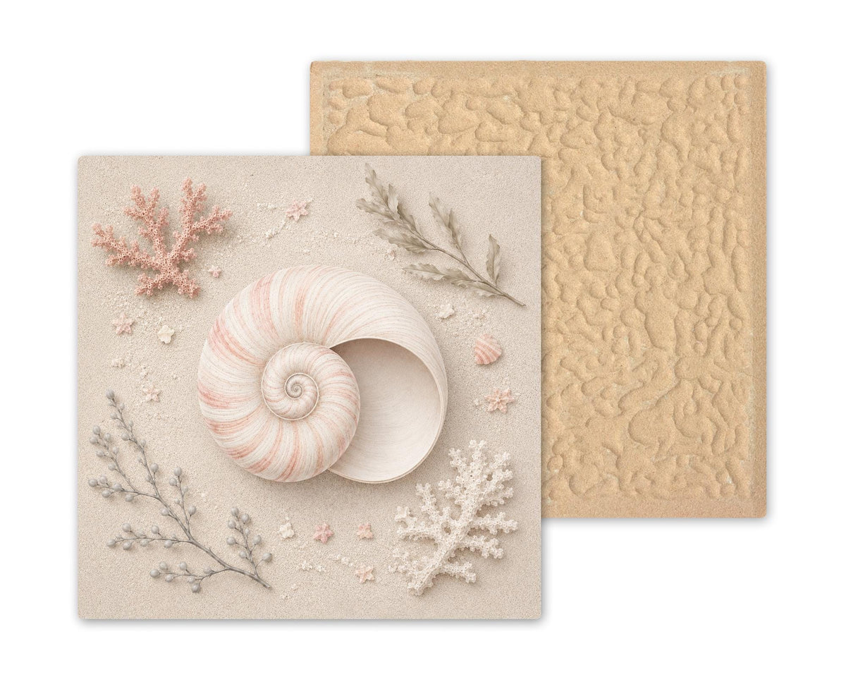 Seashell Nautilus Ceramic Art Tile: Coastal Wall Decor Beach House Accent Ocean Home Decor Wall Art